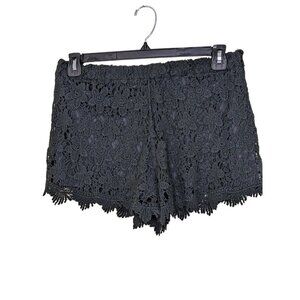 Love and Liberty Shorts Womens Large Black Crochet Lace Lined Stretch Waist